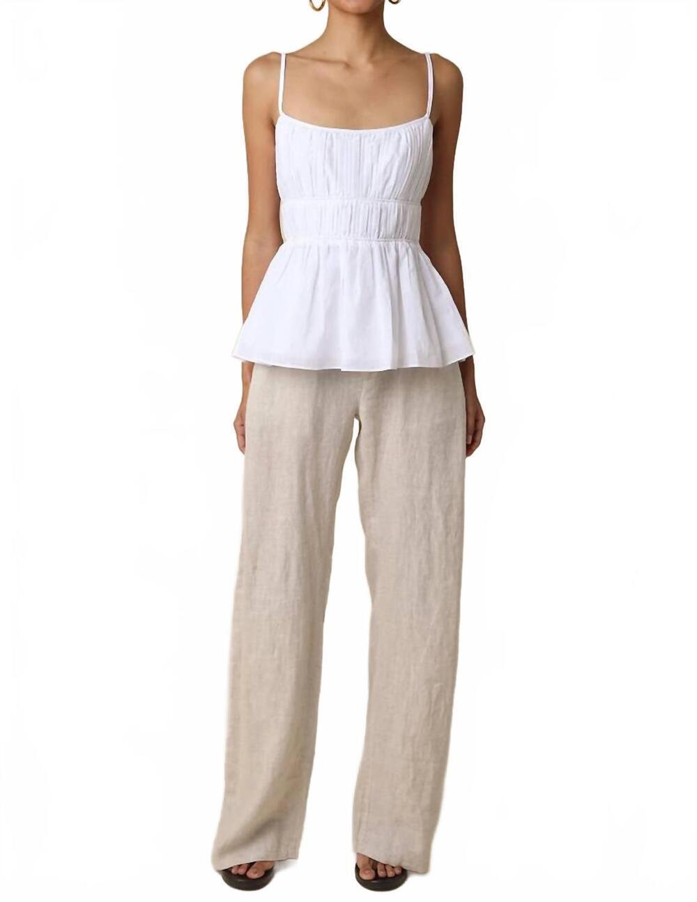 NEW OLIVACEOUS carina taupe linen pant in beige